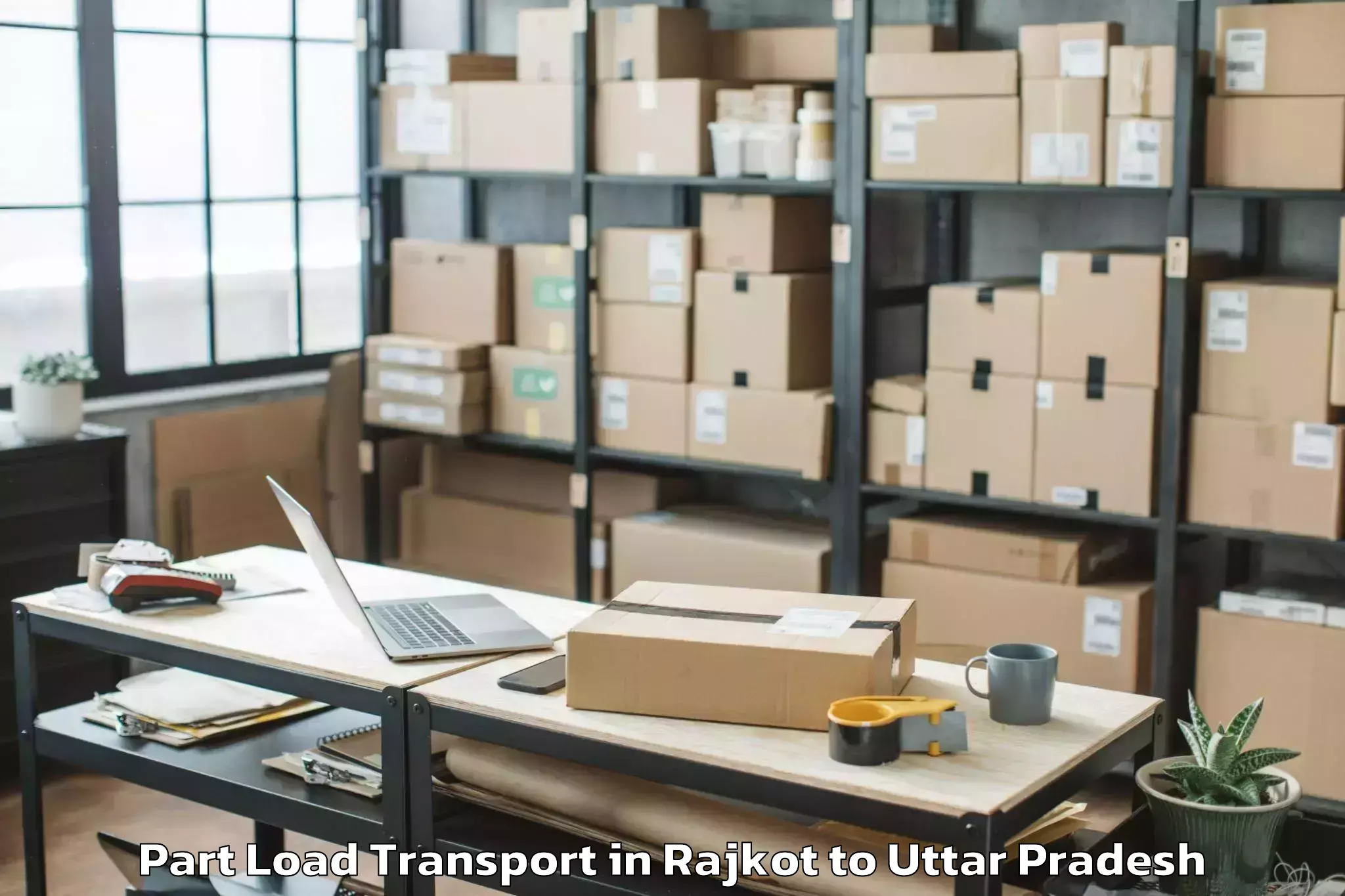 Top Rajkot to Samthar Part Load Transport Available